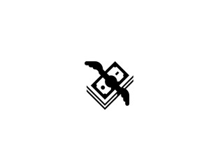 Money with wings vector flat icon. Isolated flying money, dollars emoji illustration