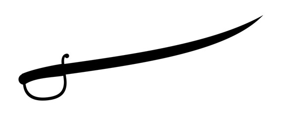 Cavalry saber sword icon silhouette isolated on white background. Steel arms, medieval weapon. Vector illustration