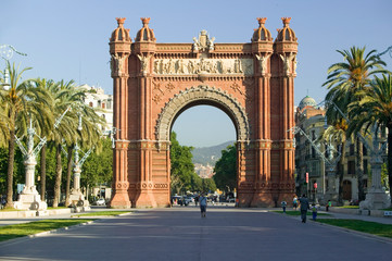 Fototapeta na wymiar Arc de Triumf: L'Arc de Triumph, by Josep Vilaseca I Casanovas, in Barcelona, Spain was built in 1888 as part of the Universal Exposition