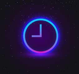 neon clock icon on a dark background