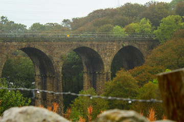 Fototapeta na wymiar Historic arch railway bridge - Oxspring, South Yorkshire