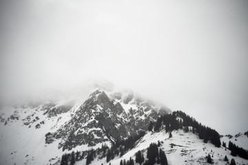 Obraz premium Alps Mountain Silhouette Snow Landscape black white