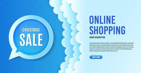 Christmas Sale. Clouds banner template. Special offer price sign. Advertising Discounts symbol. Speech bubble with special offer. Online shopping banner concept with clouds. Vector