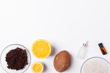 Natural ingredients for homemade cosmetic scrub