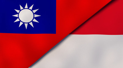 The flags of Taiwan and Monaco. News, reportage, business background. 3d illustration