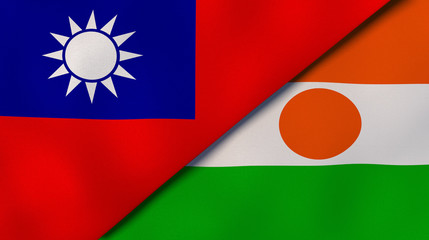 The flags of Taiwan and Niger. News, reportage, business background. 3d illustration