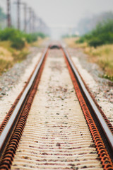 Fototapeta premium The train route seems to be lonely because the train is one of the public transportation systems across the province and train travel has been suspended to prevent the spread of coronavirus covid-19.