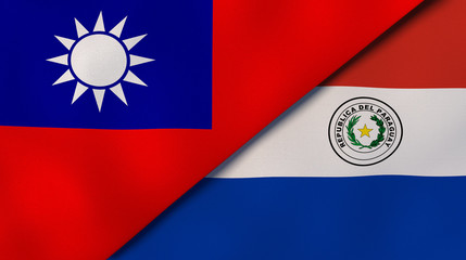 Obraz premium The flags of Taiwan and Paraguay. News, reportage, business background. 3d illustration