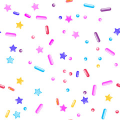 Sprinkle Cupcake Donut Topping. Seamless Pattern 