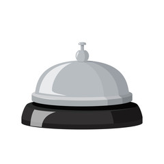 Hotel metall bell with black base. Vector illustration isolated on white background.