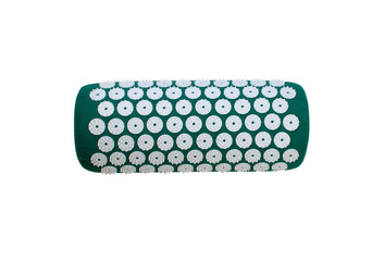 Acupressure pillow set for back and neck pain relief and muscle relaxation isolated on white background. Relieves stress, pain.