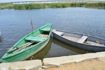 Obraz premium Two boats on the water