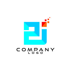 Fototapeta premium ZJ, JZ, 2J, 2J letter tech/ict/it logo design vector