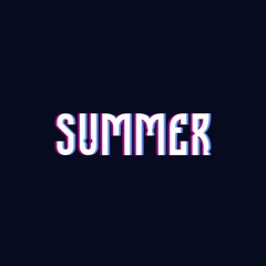 Summer glitch inscription on dark blue background isolated, deformed and distorted for news, for blog. Discounts and promotions, cyber,
