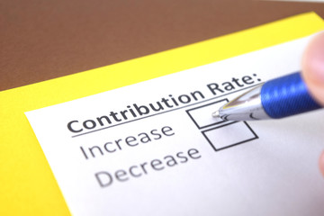 Obraz premium One person is answering question about contribution rate.