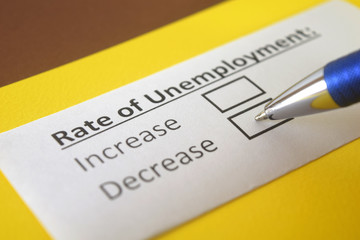 Obraz premium One person is answering question about rate of unemployment.