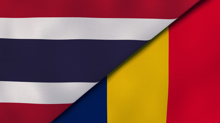 Obraz premium The flags of Thailand and Chad. News, reportage, business background. 3d illustration
