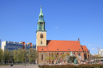 The St. Mary's Church with Neptune fountain, Berlin - Germany