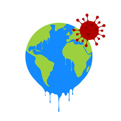 Planet Earth on quarantine 2020. Coronavirus covid-19 pandemy. Earth day 2020. Vector icon