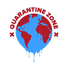 Planet Earth on quarantine 2020. Coronavirus covid-19 pandemy. Earth day 2020. Vector icon