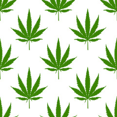 Marijuana or cannabis leaves icon isolated seamless pattern on white background. Hemp symbol. Vector Illustration