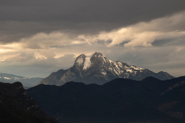 Winter view of Pedraforca mountain