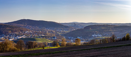 Blick auf Bad Schlema im Erzgebirge, Sachsen