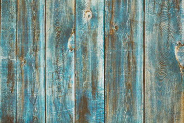 Fototapeta na wymiar Old painted blue wooden planks, rustic texture, background