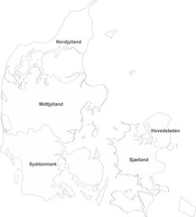 Fototapeta premium Denmark map with name labels. White background. Perfect for business concepts, backdrop, backgrounds, sticker, label, chart, poster and wallpaper.