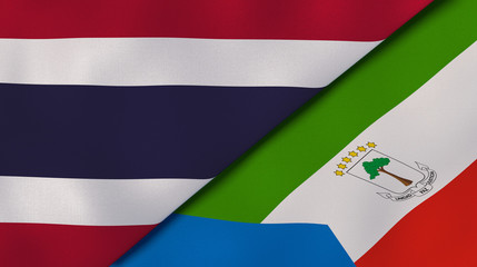 The flags of Thailand and Equatorial Guinea. News, reportage, business background. 3d illustration