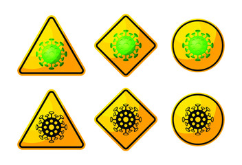 Stop virus or bacteria stop icon, quarantine alert. isolated on a white background. Caution Virus Outbreak Poster Background