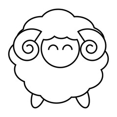 Sheep logo design in black line on white background
