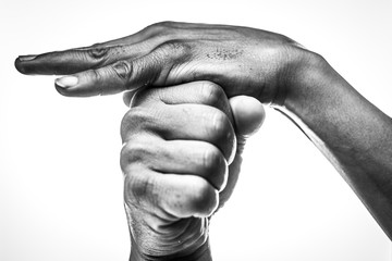 main, isolé, blanc, poing, doigt, bras, humain, geste, pouce, signes, main, affaires, poignée de main, gens, doigt, symbole, un, noir, puissance, cale, deux, amitié, corps, peau, trois, duel, esthétiq