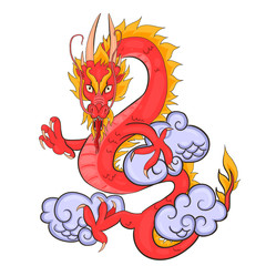 Red Chinese dragon isolate on a white background. Vector graphics.