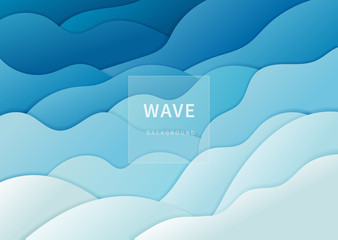 Abstract blue wave pattern lines background and texture.