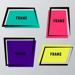 Set of abstract colorful frame on gray background.