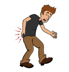 man with lower back pain. isolated on white background. stock illustration