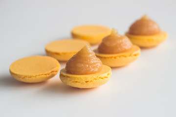 Macaroons. Delicious french desserts. Macaroons on the table