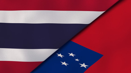 The flags of Thailand and Samoa. News, reportage, business background. 3d illustration