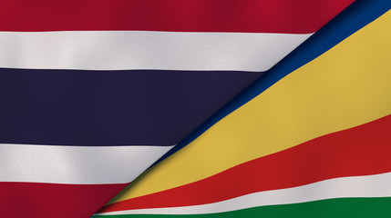 The flags of Thailand and Seychelles. News, reportage, business background. 3d illustration