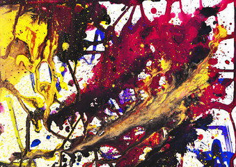 Texture in purple, yellow, and orange colors. gouache