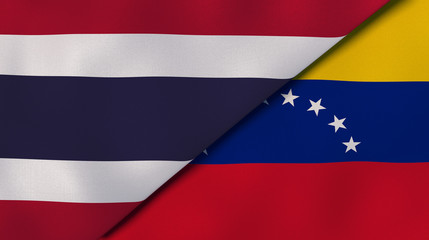 The flags of Thailand and Venezuela. News, reportage, business background. 3d illustration