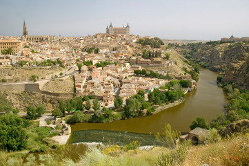 Fototapeta na wymiar View overlooking the Tagus River and Toledo, Spain