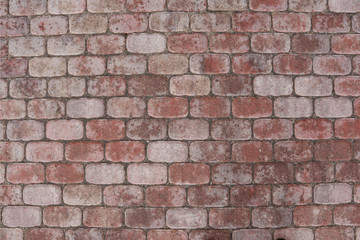 Weathered red brick wall texture and grey cement. Seamless texture background for exterior of building.