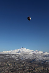 Hot air ballons in Cappadocia, Turkey, aerial view