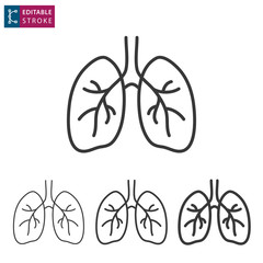 Human lungs line icon on white background. Editable stroke.