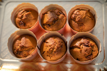 Close up of freshly baked, home made muffin