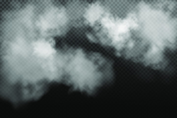 White vector green cloudiness ,fog or smoke on dark checkered background.Cloudy sky or smog over the city.Vector illustration.