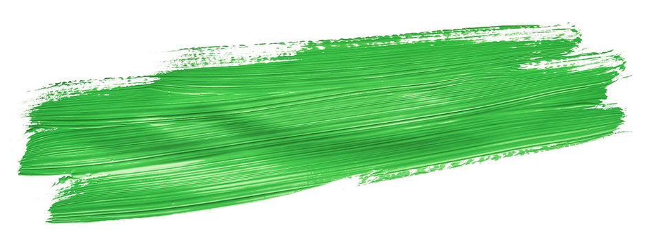 Green chroma brush stroke paiting over isolated background, canvas watercolor texture