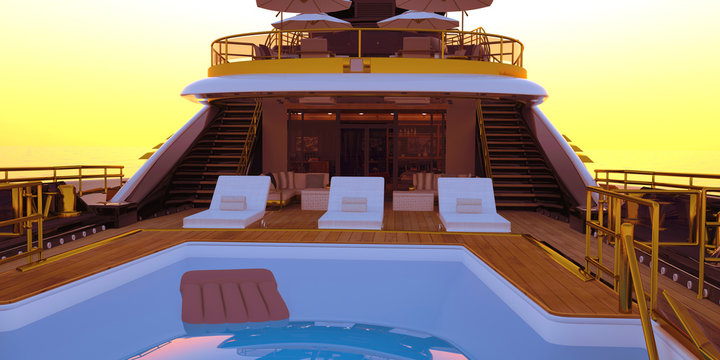 Super Yacht Luxury Yachting 3D illustration